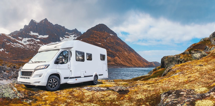 motorhome parked near mountains